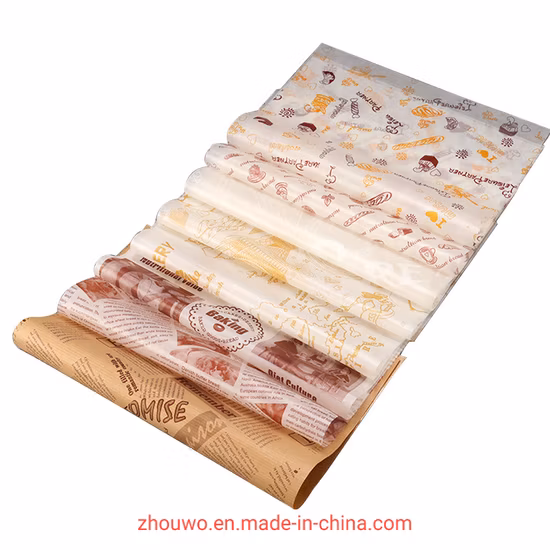 Custom Logo Printed Greaseproof Oil Greaseproof Wax Food Wrapping Paper Q190106